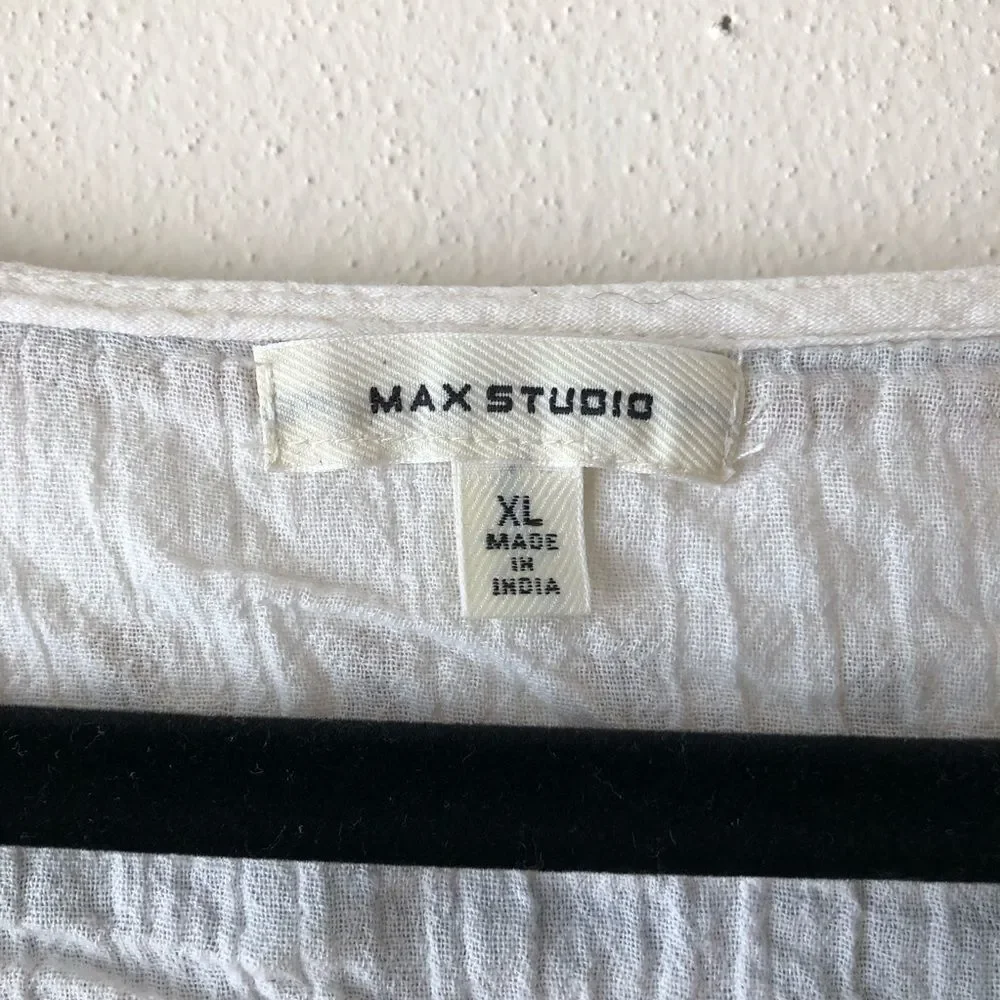 Max Studio Cream Embroidered Peasant Blouse - Picture 5 of 8